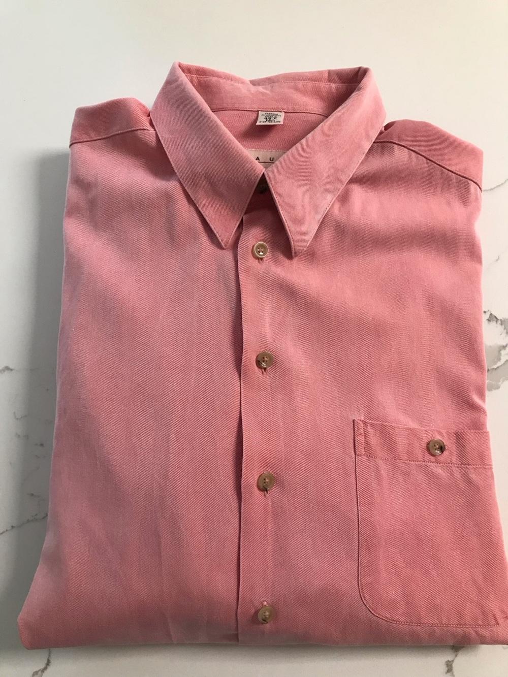 Haupt Euro Men's Classic Button-Down Shirt in Salmon Pink 42L / 16.5”